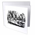 3dRose InspirationzStore Vintage Art - Mad Hatter Tea Party Illustration by John Tenniel. Alice in Wonderland - Greeting Cards (gc_193788)