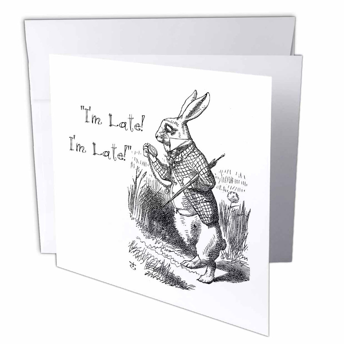 InspirationzStore Vintage Art - Alice in Wonderland White Rabbit. Im Late - John Tenniel illustration - Greeting Cards