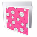3dRose Janna Salak Designs Sports - Pink Volleyball Pattern - Greeting Cards (gc_195244)