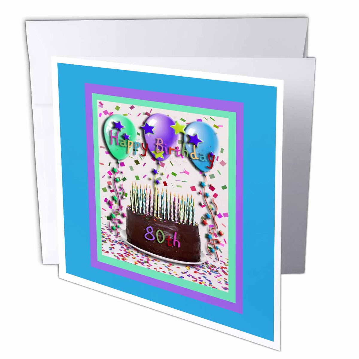 Beverly Turner Birthday Design - Happy Birthday 80th Chocolate Cake - Greeting Cards