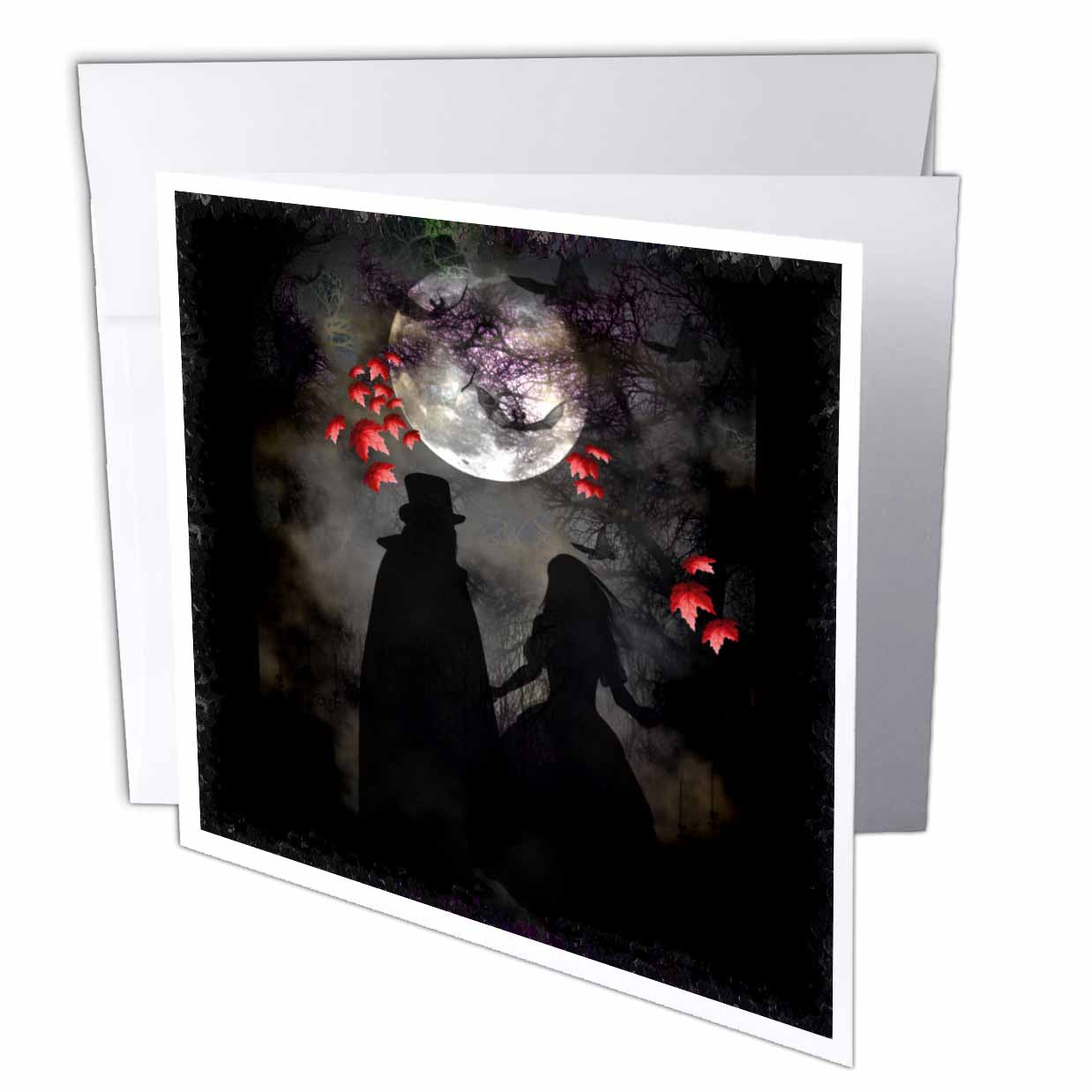 3dRose mimulux Dark Art - Gothic Romance DarkArt GothicArt gothic gothica couple romance romantic wedding love fullmoon - Greeting Cards (gc_21484)