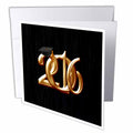3dRose Beverly Turner Graduation Design - Gold Intertwining 2016 with Black Graduation Cap with Gold Tassel - Greeting Cards (gc_216706)