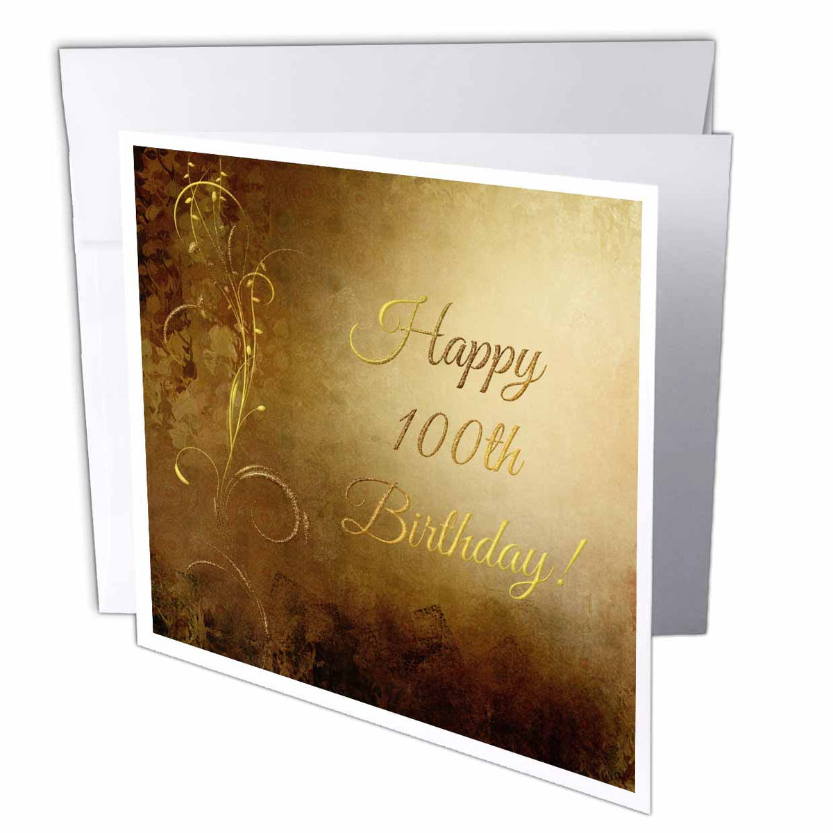 Beverly Turner Birthday Design - 100th Birthday, Elegant Gold Vine on Gold Background - Greeting Cards