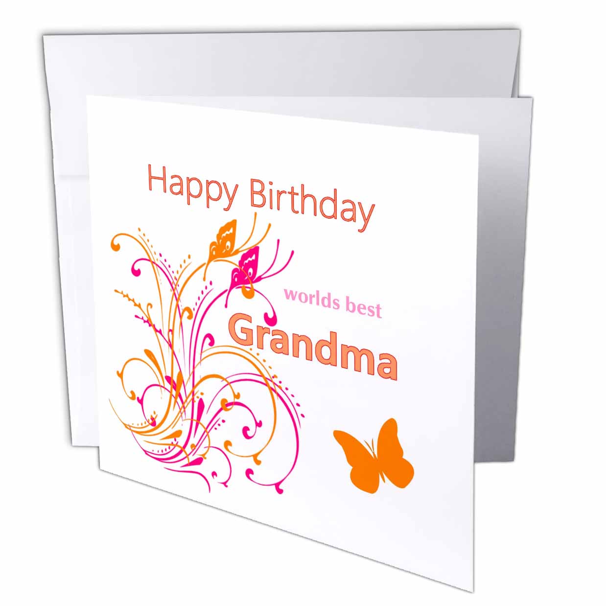 Florene - Birthdays For Special People - Image of Happy Birthday Worlds Best Grandma With Flourish - Greeting Cards