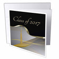 3dRose Beverly Turner Graduation Design - Class of 2017, Tassel on Ribbon on Beautiful Abstract, Gold and Gray - Greeting Cards (gc_234574)