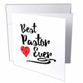3dRose Russ Billington Designs - Best Pastor Ever Design in Black Script with Red Heart Motif - Greeting Cards (gc_241103)