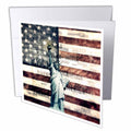Phil Perkins - USA - Vintage Patriotic American Liberty - statue of liberty with American flag - Greeting Cards