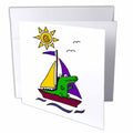 All Smiles Art Sports and Hobbies - Funny Alligator Sailing on Colorful Sailboat - Greeting Cards