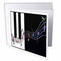 3dRose Beverly Turner Design - Muli colored Music Notes on Piano Keys - Greeting Cards (gc_24374)