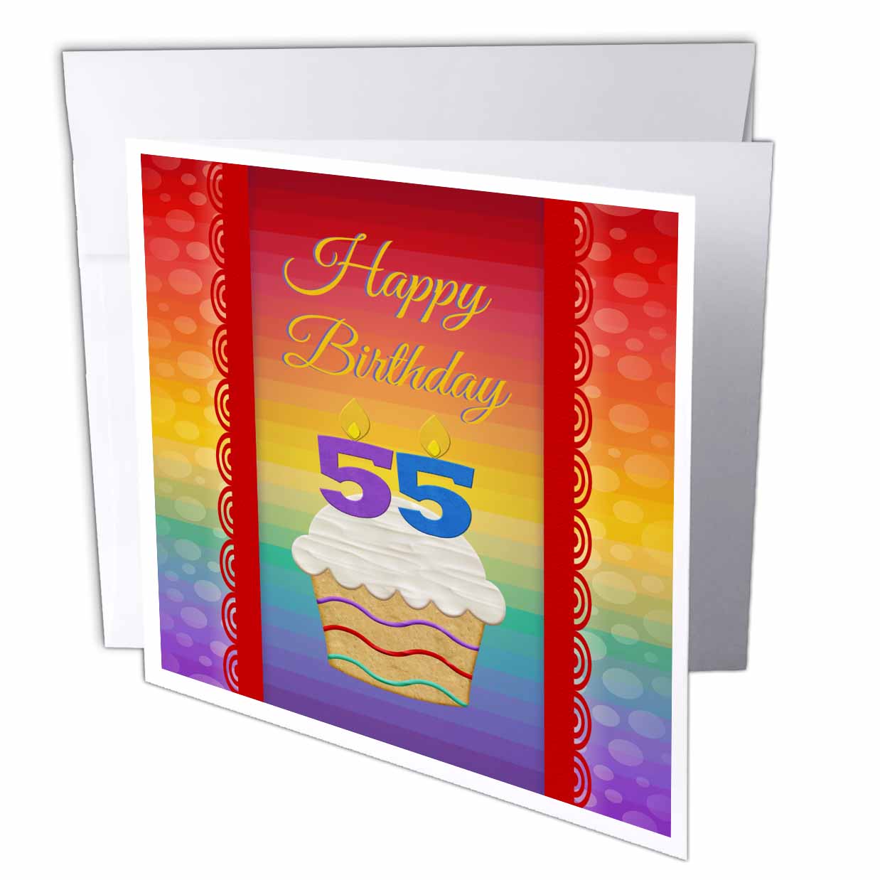 Beverly Turner Birthday Design - Cupcake with Number Candles, 55 Years Old Birthday - Greeting Cards