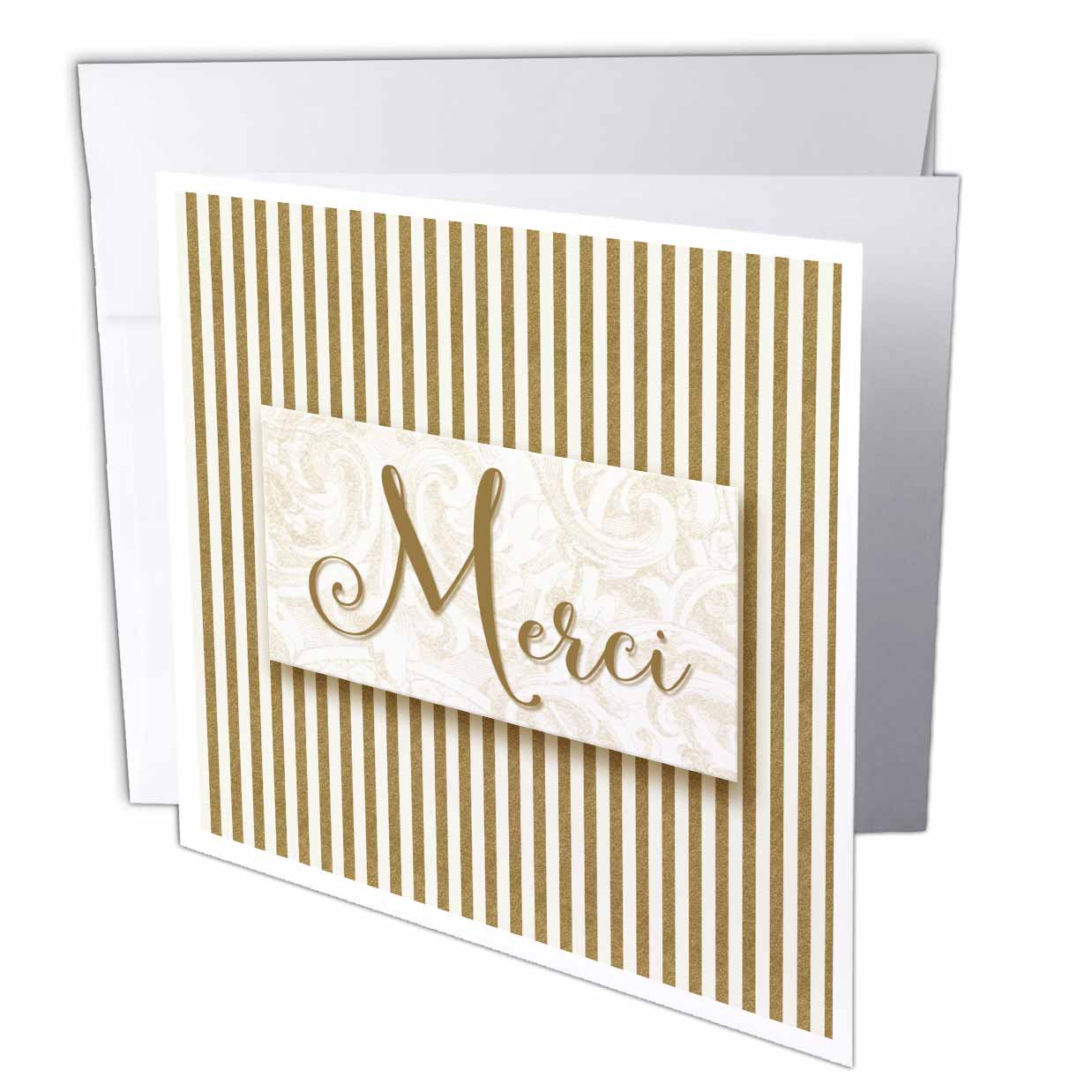 Doreen Erhardt Sentiments - French Language Merci Thank You with Bold Golden Stripes - Greeting Cards