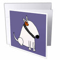 3dRose All Smiles Art Pets - Funny Cute Bull Terrier Puppy Dog Cartoon - Greeting Cards