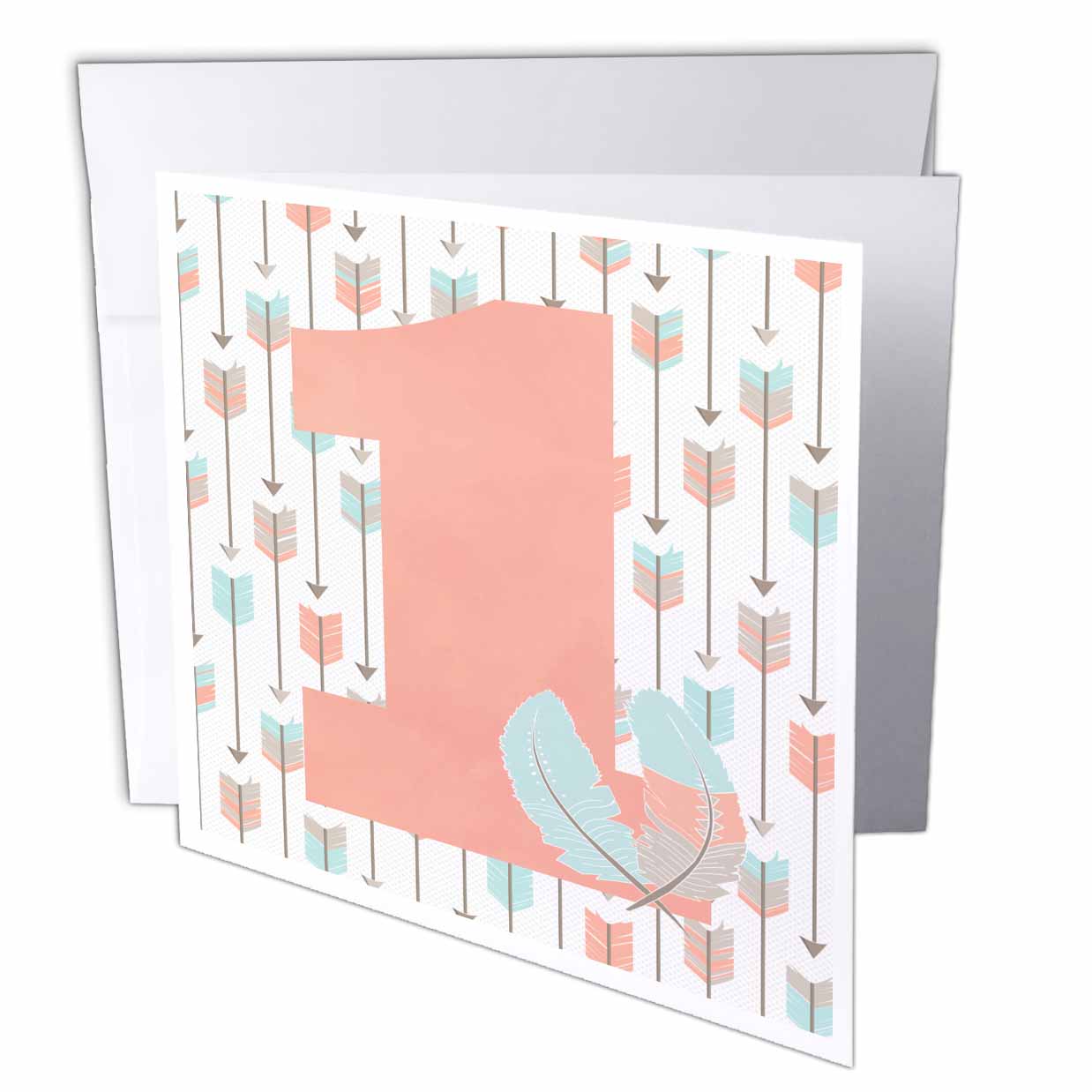 3dRose Janna Salak Designs Kids Stuff - First Birthday Tribal Arrows - Greeting Cards (gc_254592)