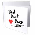 3dRose Russ Billington Designs - Typography Design- Best Aunt Ever with Red Swirly heart - Greeting Cards