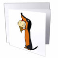 3dRose All Smiles Art Pets - Funny Cute Dachshund Puppy Dog Eating Ice Cream Cone - Greeting Cards