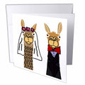 3dRose All Smiles Art Love - Funny Cute Llama Bride and Groom Wedding Art - Greeting Cards (gc_255713)