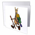 3dRose All Smiles Art Sports and Hobbies - Funny Cute Llama Hiking and Camping - Greeting Cards (gc_255806)