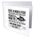 3dRose Russ Billington Designs - Funny Fishing Joke Design in Black and White - Greeting Cards
