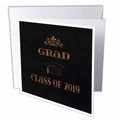 3dRose Beverly Turner Graduation Design - Caulk-broad Style Design, Class of 2019, Graduation Cap, Orange - Greeting Cards