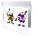 3dRose All Smiles Art Funny - Funny Cute Peanut Butter and Jelly Cartoon Characters - Greeting Cards