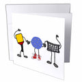 3dRose Funny Pickleball Paddle, Ball, and Net Cartoon Characters - Greeting Cards (gc_263839)