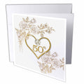 3dRose Doreen Erhardt Wedding Collection - 50th Golden Wedding Anniversary in Faux Gold Glitter Heart on White - Greeting Cards