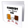 3dRose All Smiles Art - Sports and Hobbies - Cool Funny Smores Camping Cartoon says Campers have smore fun - Greeting Cards (gc_308377)