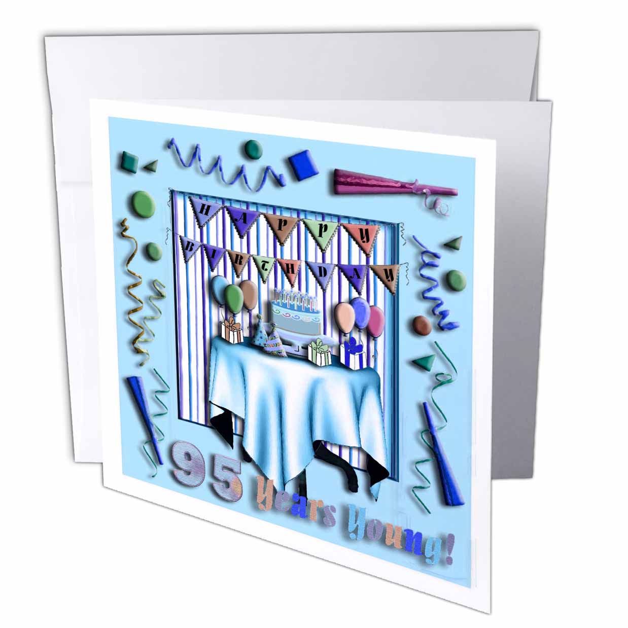 Beverly Turner Birthday Invitation Design - Birthday Room in Blue Happy Birthday 95 Years Old - Greeting Cards