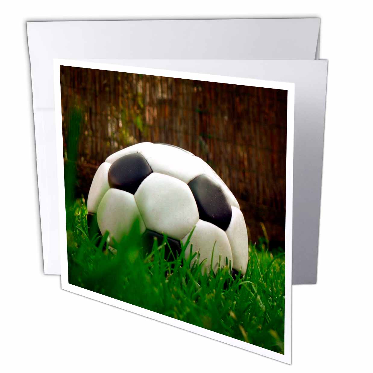 3dRose Soccer - Black Soccer Ball - Greeting Cards (gc_3538)