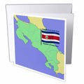 3dRose 777images Flags and Maps - North America - Flag and Map of Costa Rica with Republic of Costa Rica printed in both English and Spanish. - Greeting Cards (gc_47675)