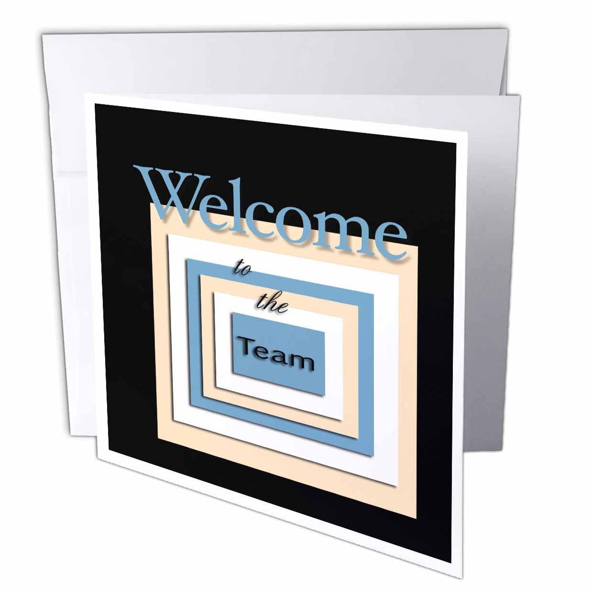 3dRose Beverly Turner Business Design - Welcome to the Team, Teal, Yellow, and Black - Greeting Cards (gc_49151)