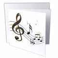 3dRose 777images Designs Graphic Design Music - Music notes Clef, sixteenth, quarter notes, beamed notes, flats and sharps in black and gold - Greeting Cards (gc_55502)