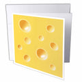 3dRose InspirationzStore Food designs - Yellow Swiss Cheese slice wedge illusion - funny fun silly humorous whimsical humor - Greeting Cards (gc_58371)