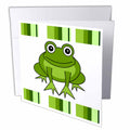 3dRose Janna Salak Designs Woodland Creatures - Cute Happy Green Frog with Stripes - Greeting Cards (gc_6104)