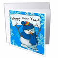 3dRose Edmond Hogge Jr Christmas - Happy New Year Snowman With Snowflake Background - Greeting Cards (gc_61184)