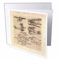 3dRose Florene Vintage - Early 1900s Sketch Of Airplanes - Greeting Cards (gc_62138)