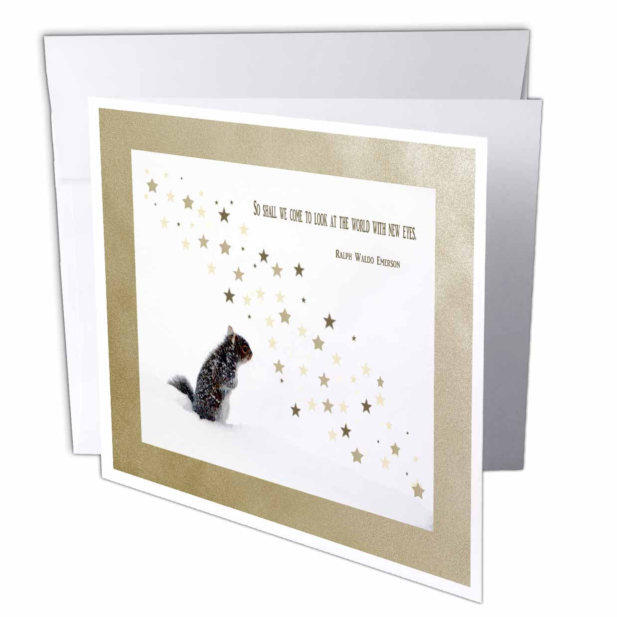 3dRose Beverly Turner New Years - Squirrel, New years, Ralph Waldo Emerson Quote - Greeting Cards (gc_62729)