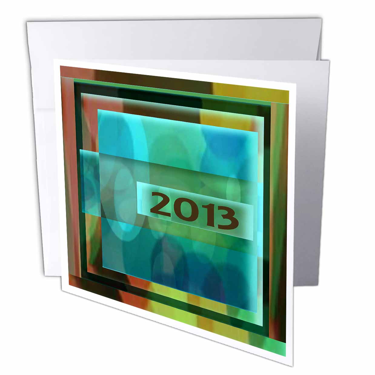 Beverly Turner New Years - 2013, Abstract, Green - Greeting Cards