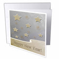 3dRose Beverly Turner New Years - Stars and Curls, Happy New Year, Silver and Gold - Greeting Cards (gc_62802)