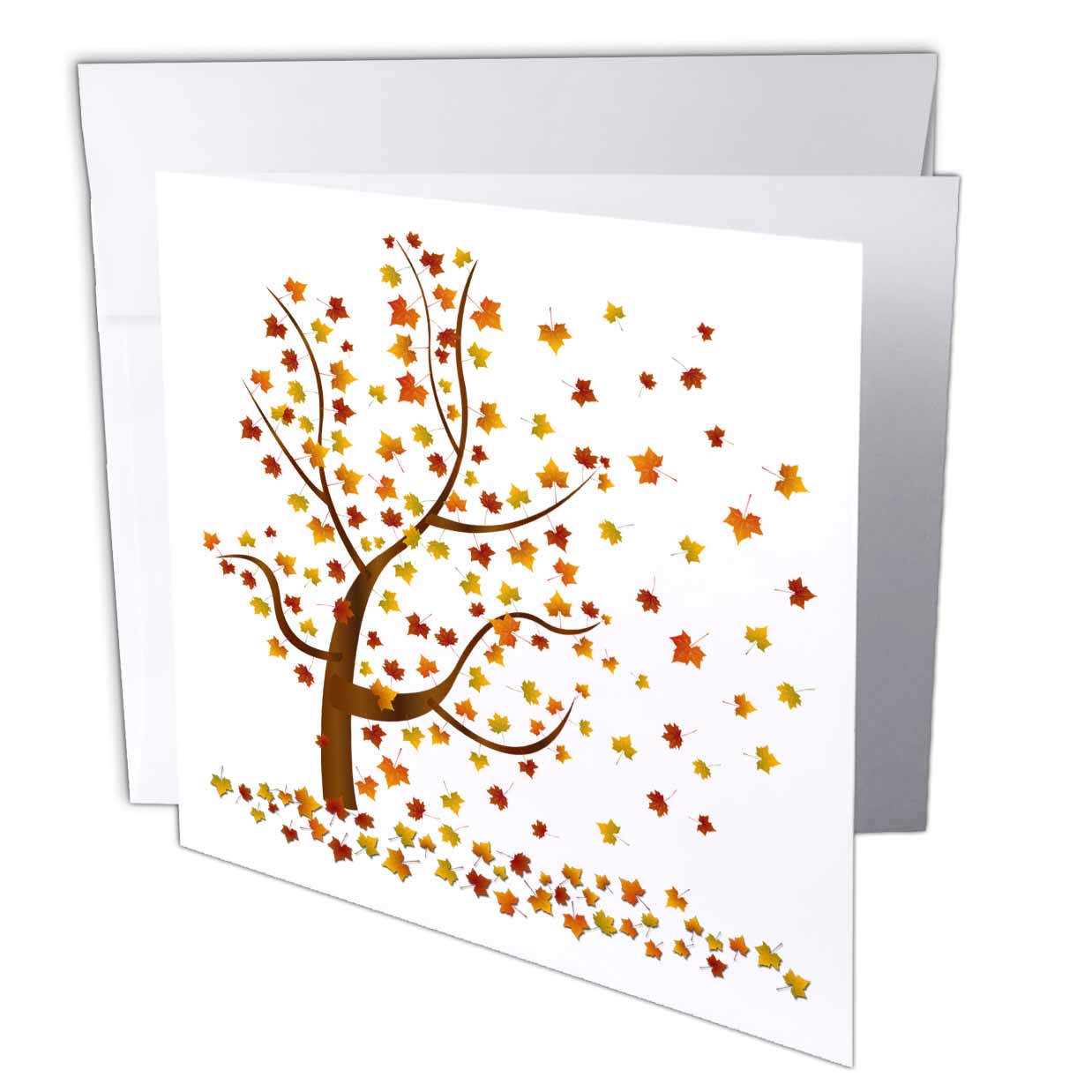 3dRose Boehm Graphics Season - Fall Tree with Leaves - Greeting Cards (gc_62989)