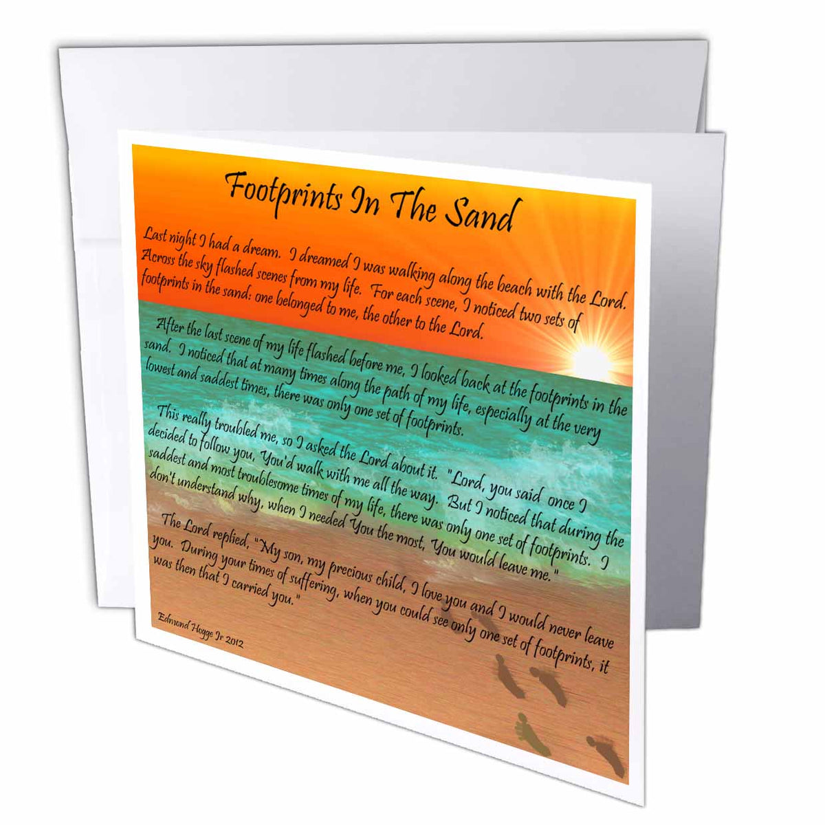 3dRose Edmond Hogge Jr Spiritual - Footprints In The Sand - Greeting Cards (gc_63084)