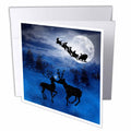 Doreen Erhardt Christmas Collection - Romantic Christmas Reindeer Kissing in the Snow with a Winter Moon shining on the Forest - Greeting Cards