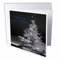 Yves Creations Pretty Christmas Tree - Pretty Christmas Tree Happy New Year in Black and White With Blue Text - Greeting Cards