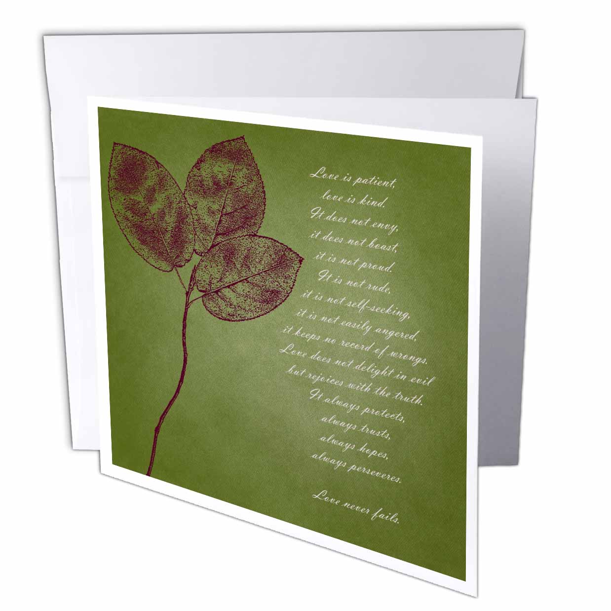 PS Inspirations - Red Leaves Inspirational Love is Patient, Love is Kind Bible Verse - Greeting Cards