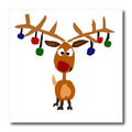 3dRose All Smiles Art Christmas - Funny Rudolph The Red Nosed Reindeer Christmas Art - Iron on Heat Transfers (ht_200101)
