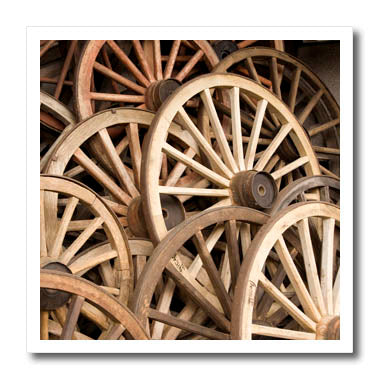 3dRose Danita Delimont - Antiques - Japan, Gifu, Takayama, Antique Wagon Wheels -AS15 JME0038 - John and Lisa Merrill - Iron on Heat Transfers (ht_69817)