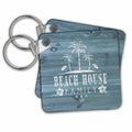 3dRose Key Chains Beach House Design in White Paint on Blue Weatherboard- Not Real Wood (kc-261816-1)