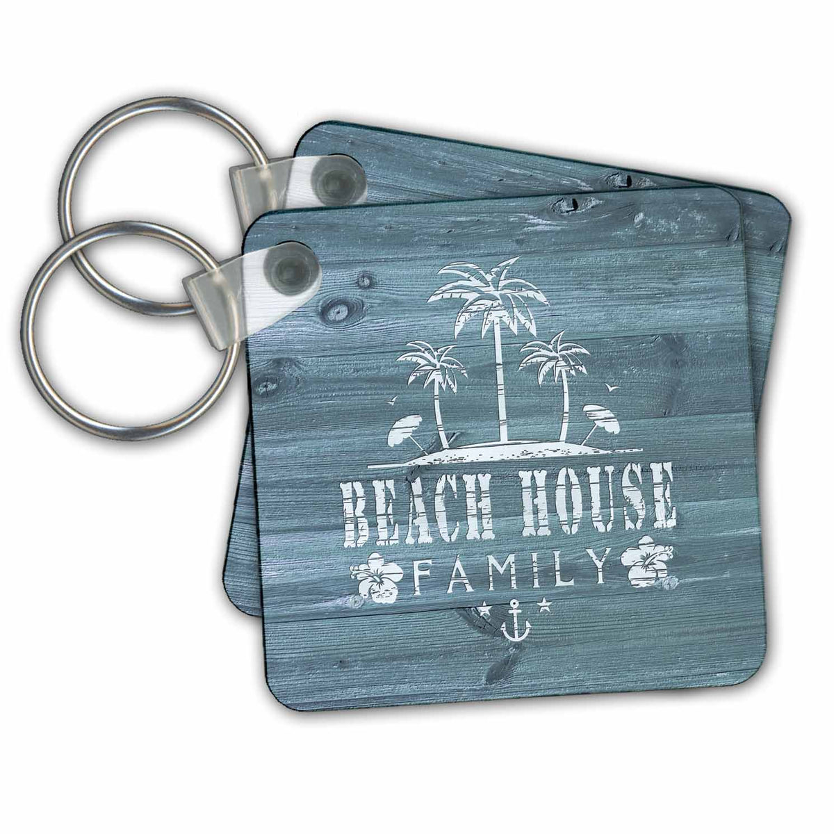 3dRose Key Chains Beach House Design in White Paint on Blue Weatherboard- Not Real Wood (kc-261816-1)