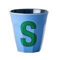 Melamine Cup - Medium with Alphabet in Bluish Colors | Letter S