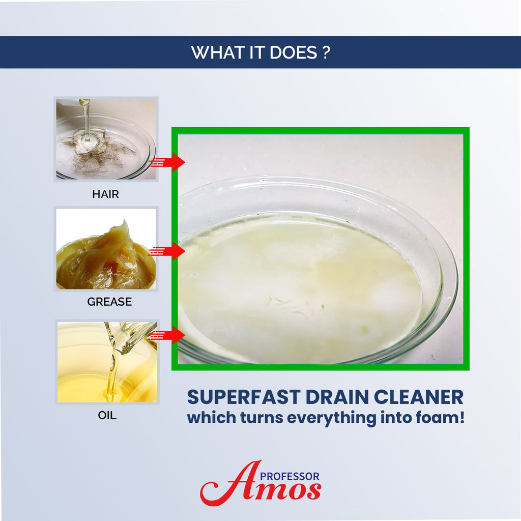 Professor Amos Superfast Drain Cleaner Clears Clogs in Minutes!